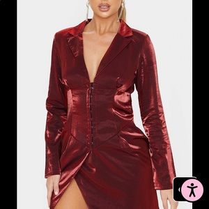 Elegant Burgundy Satin Dress